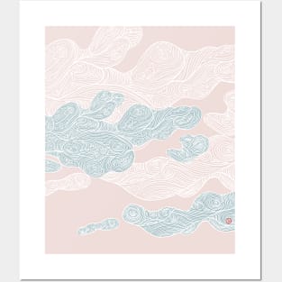 Vintage Pink Sky with Line Could Posters and Art